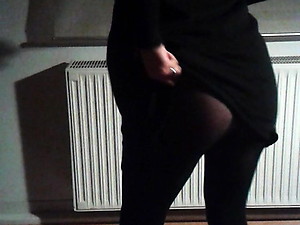 black dressed dancing milf