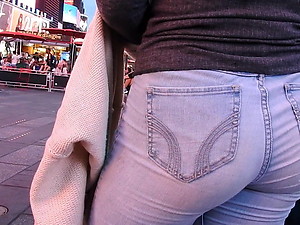 Jeans butt in crowed