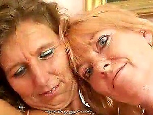 Hairy mom gets toyed by kinky blonde mom